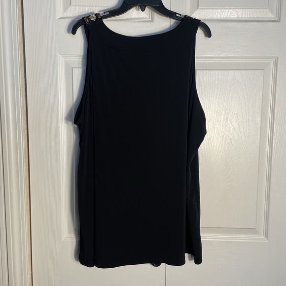 Maggie Barnes Shirt Women 2X 22/24 Black Sleeveless Embroidered Studded Tank Top - Picture 4 of 10